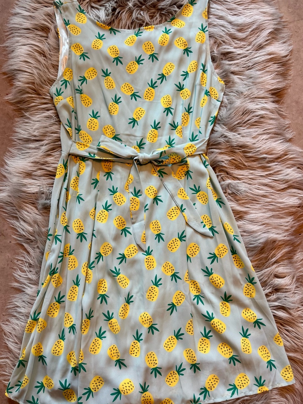 🍍Casual Pineapple Print Sleeveless Dress in Yellow & Green